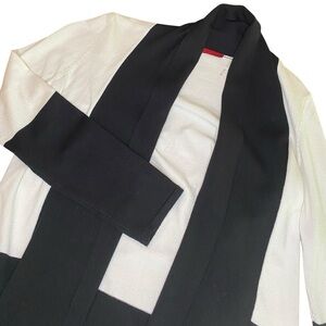 Red Cardigan Women’s M Black White Stretch Open Front Casual Fall Winter Layers